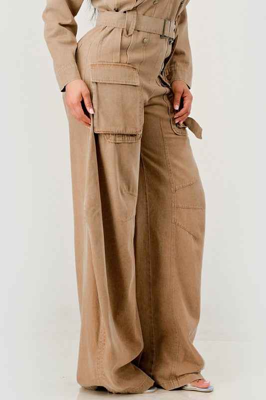 Utility Belted Wide-Leg Jumpsuit