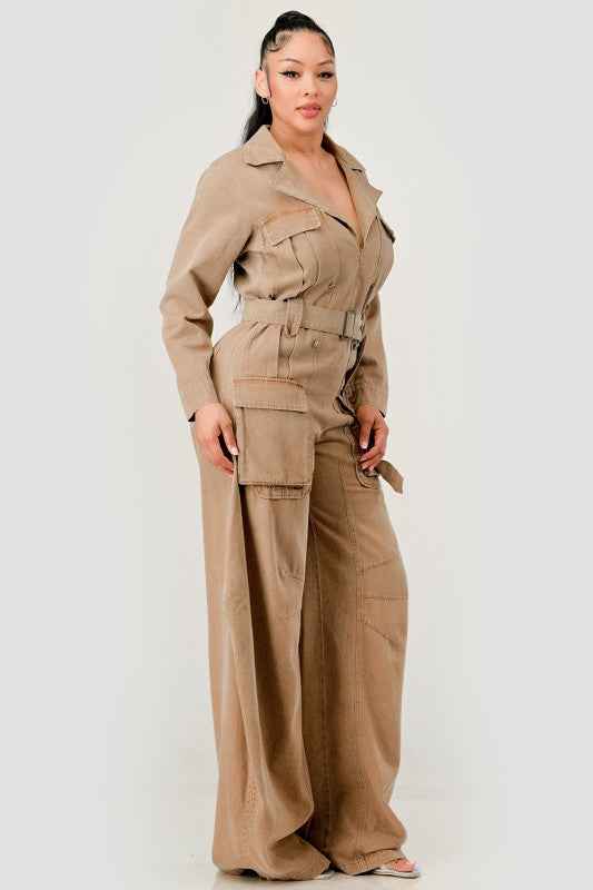 Utility Belted Wide-Leg Jumpsuit