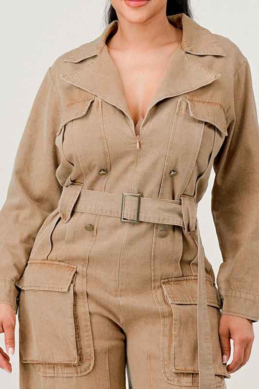 Utility Belted Wide-Leg Jumpsuit