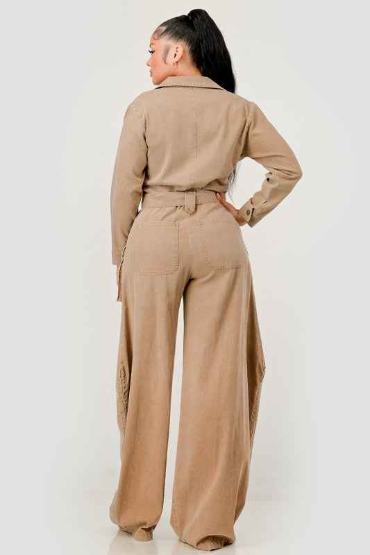 Utility Belted Wide-Leg Jumpsuit