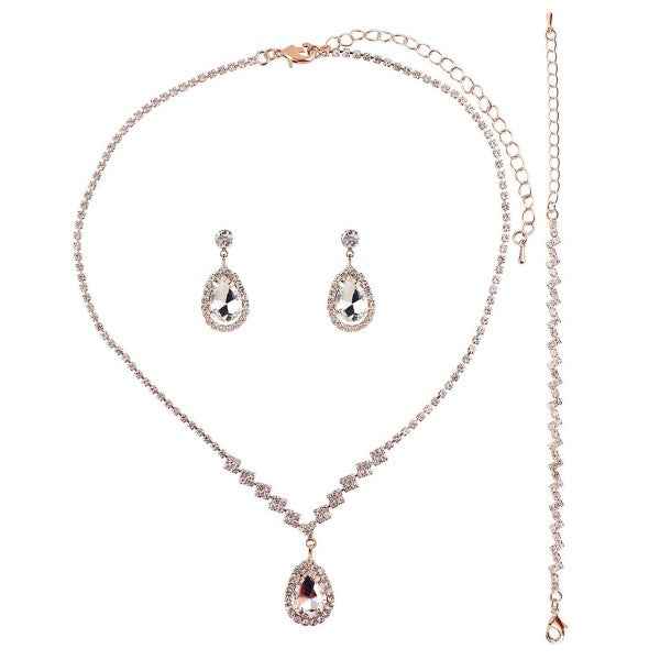 Zigzag Square Pear Drop 3 Jewelry Set