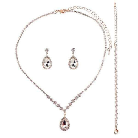 Zigzag Square Pear Drop 3 Jewelry Set
