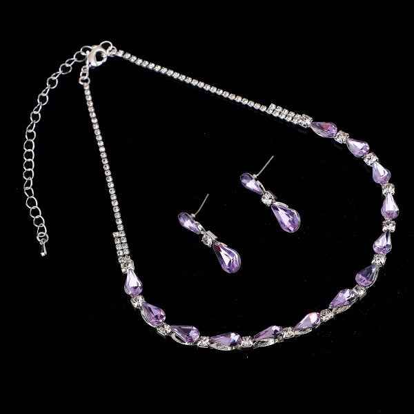 Vertical Pear Shaped Line Necklace set