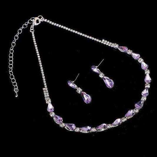 Vertical Pear Shaped Line Necklace set