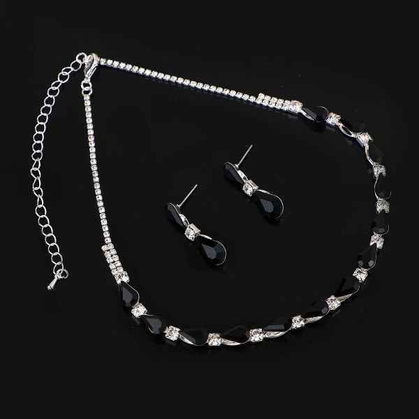 Vertical Pear Shaped Line Necklace set