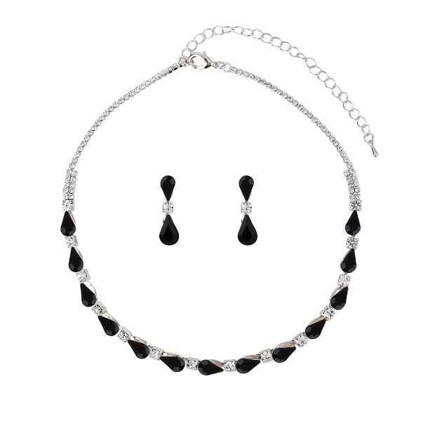 Vertical Pear Shaped Line Necklace set