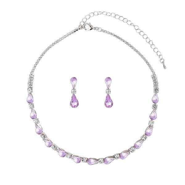 Vertical Pear Shaped Line Necklace set