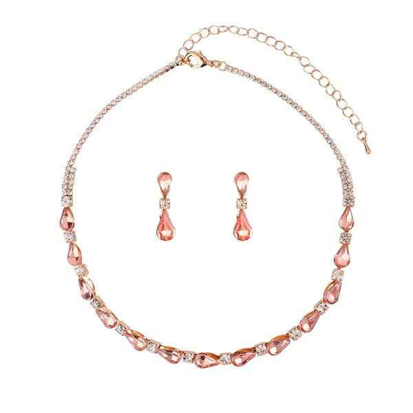 Vertical Pear Shaped Line Necklace set