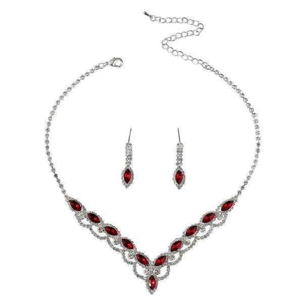 V line Laced Marquise Crystal Necklace Set