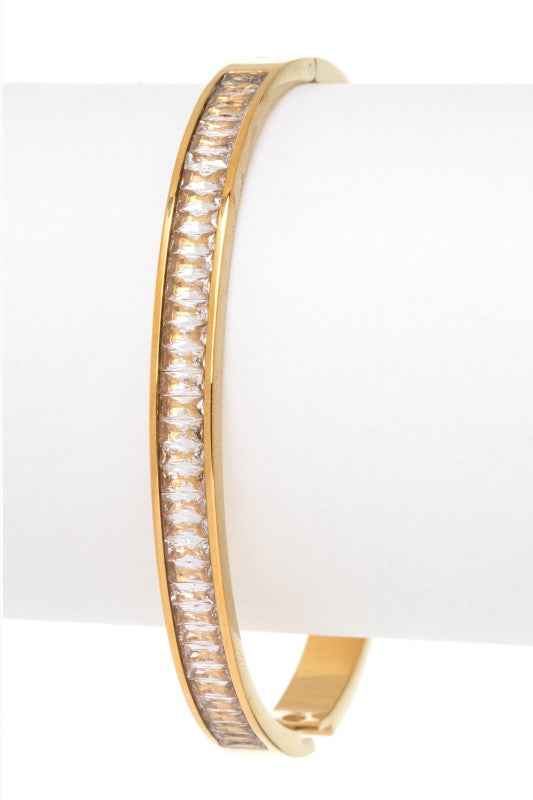Baguette Crystal Stainless Steel Stacking Bangle