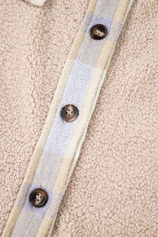 Plaid Patchwork Collared Sherpa Long Coat