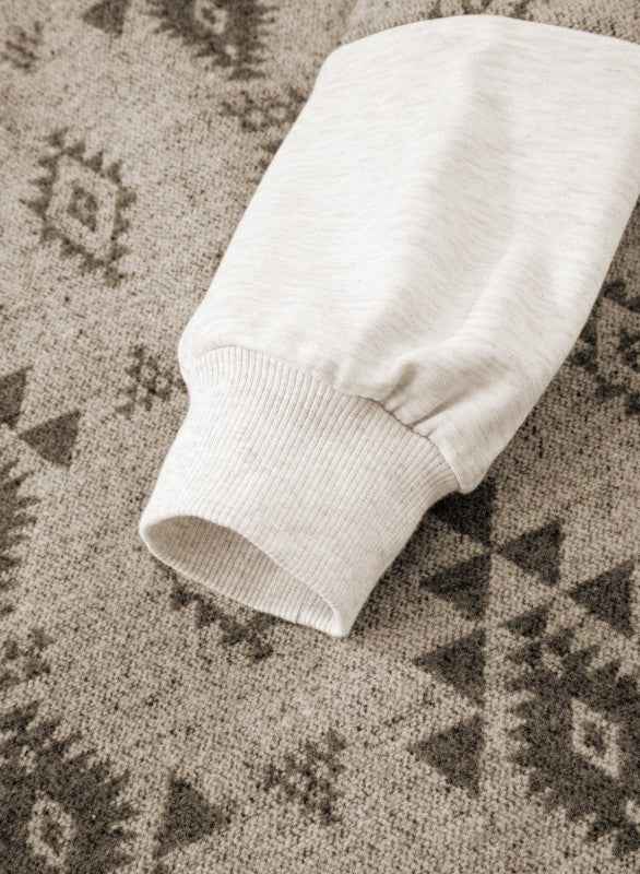 Western Aztec Colorblock Patchwork Drawstring Hood