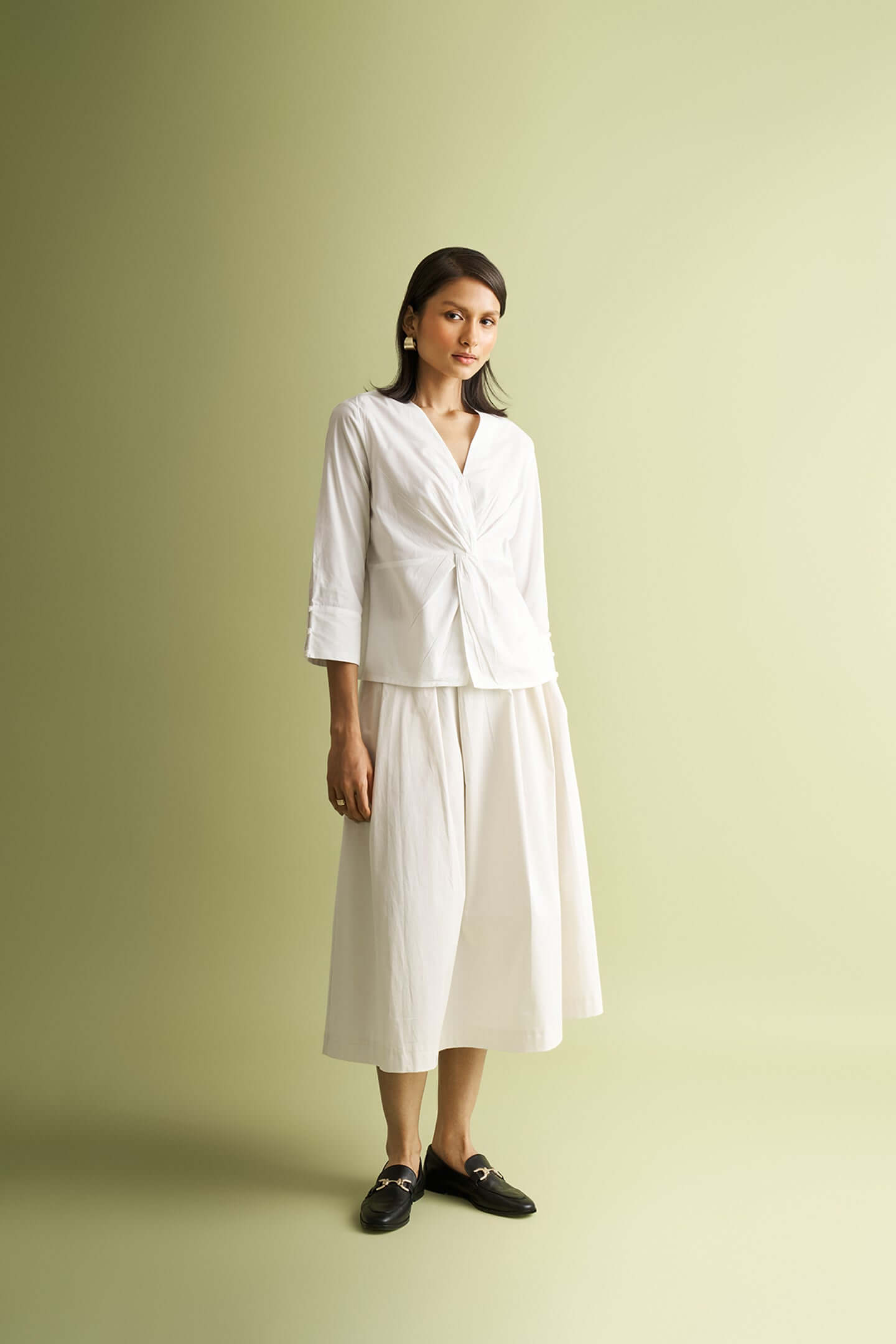 Front Twist Top in White - Excel Merchandise