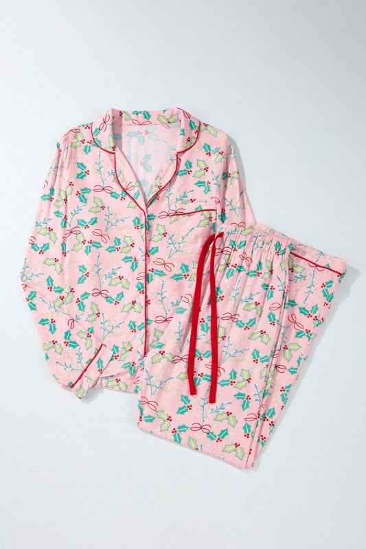 Christmas Holly Top and Shorts Pajama Set