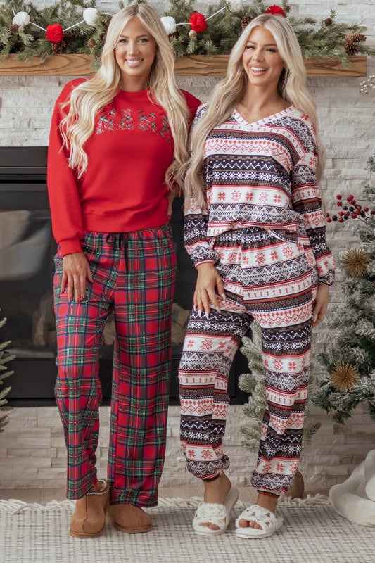 Christmas Geometric Pullover and Pants Lounge Set