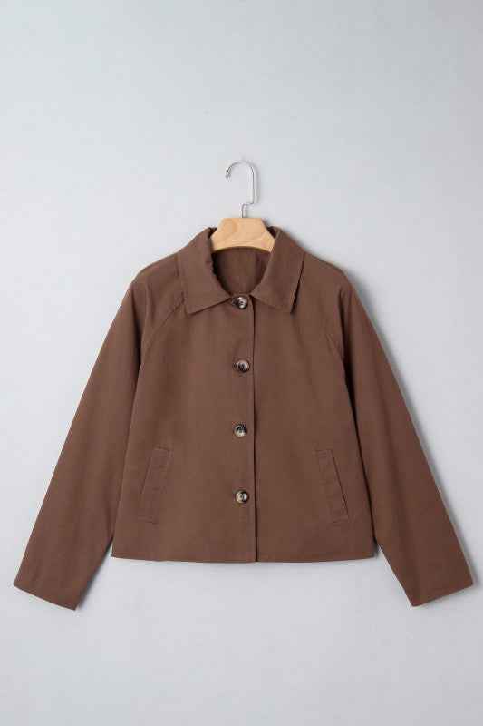 Leopard Lined Button Up Collared Jacket