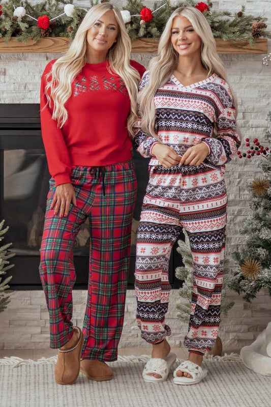 Christmas Geometric Pullover and Pants Lounge Set