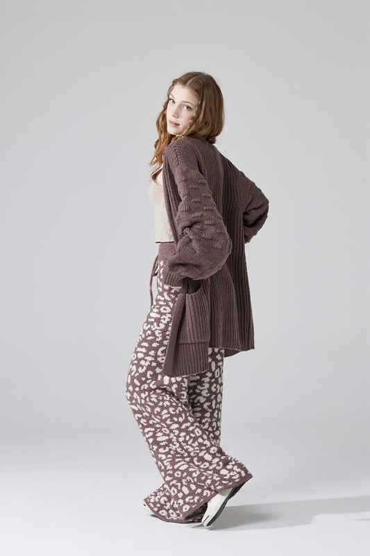 Oversized Pompom Sleeve Cardigan