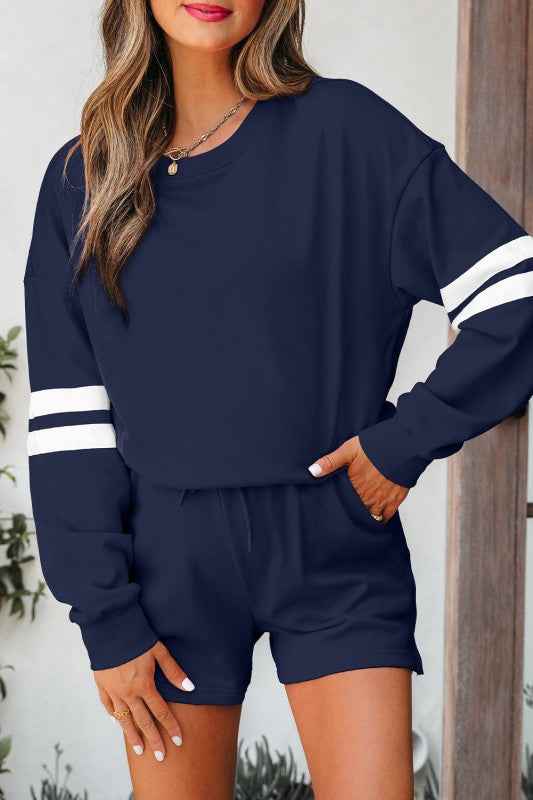 Varsity Stripe Sweatshirt and Short Set