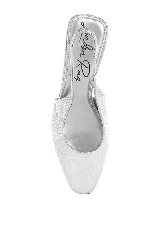 Amberin Crinkled Metallic Slingback Heels