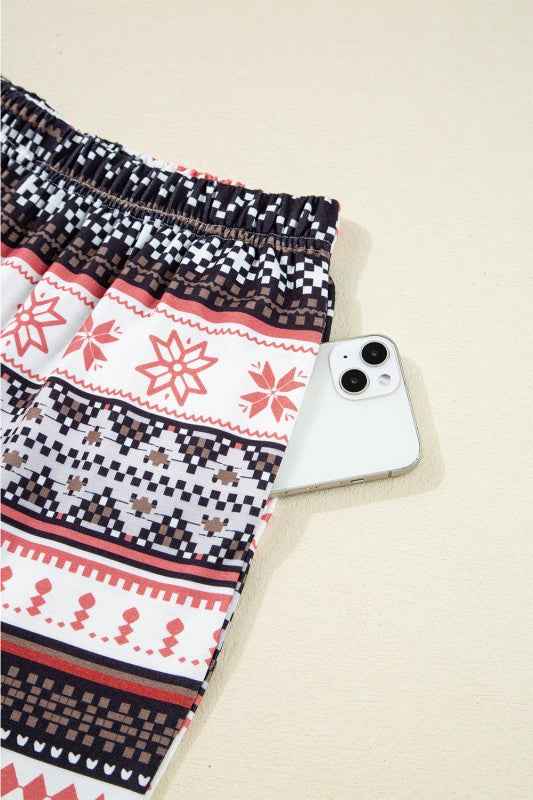Christmas Geometric Pullover and Pants Lounge Set