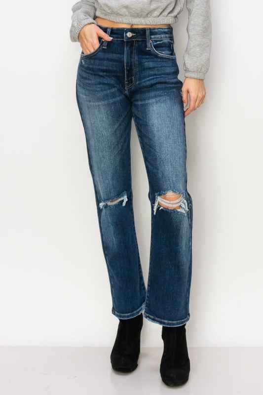 AT1087STD HIGH RISE STRETCH STRAIGHT JEANS