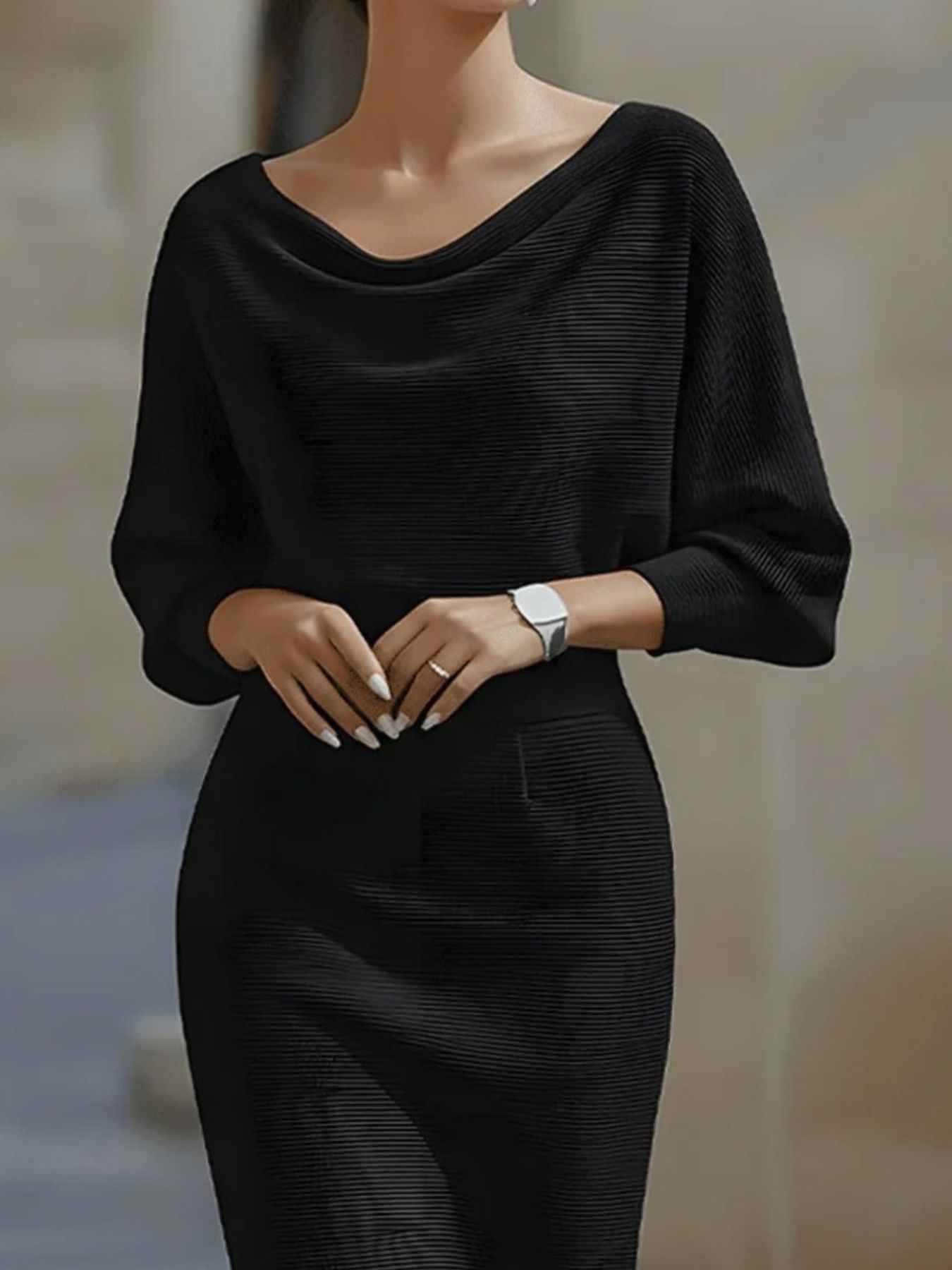 Cowl Neck Knit Bodycon Dress
