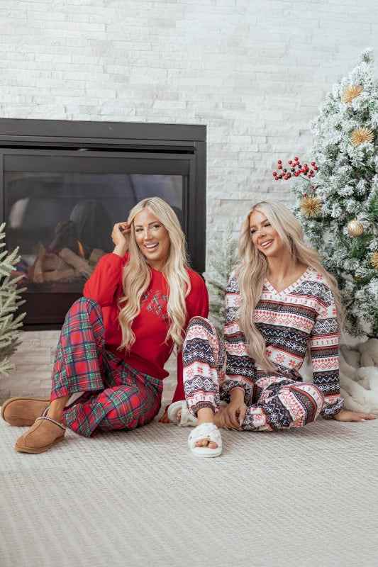 Christmas Geometric Pullover and Pants Lounge Set