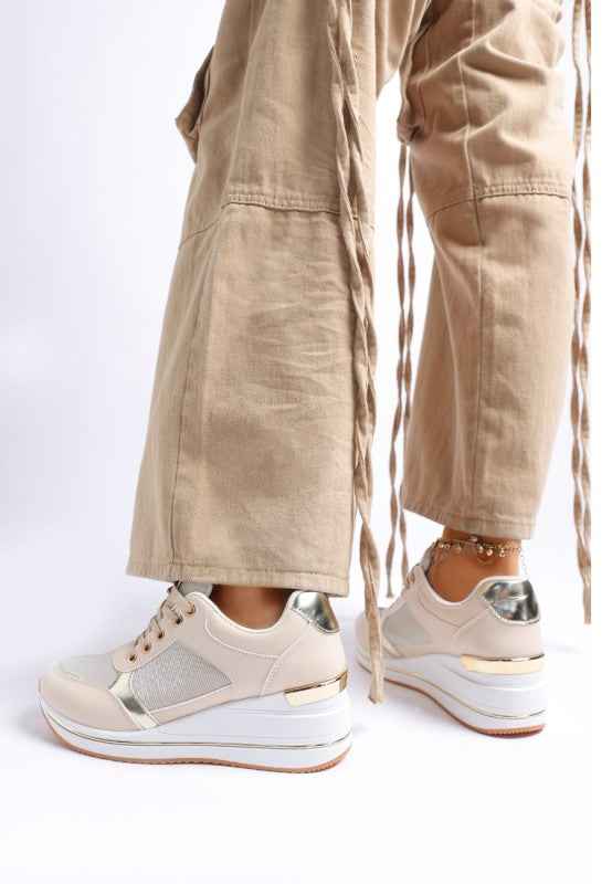 Vespera  Faux Leather & Mesh Sneakers