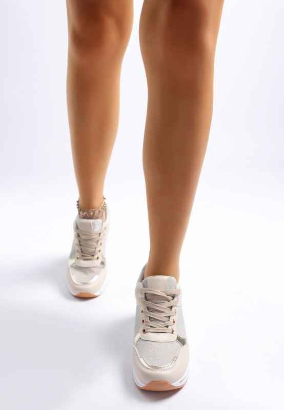 Vespera  Faux Leather & Mesh Sneakers