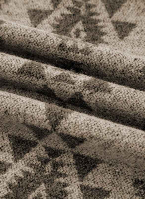 Western Aztec Colorblock Patchwork Drawstring Hood