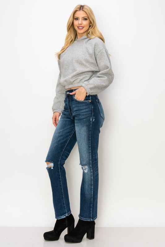 AT1087STD HIGH RISE STRETCH STRAIGHT JEANS