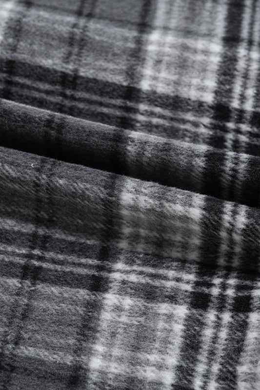 Plaid Pocketed Button-Up Hooded Shacket