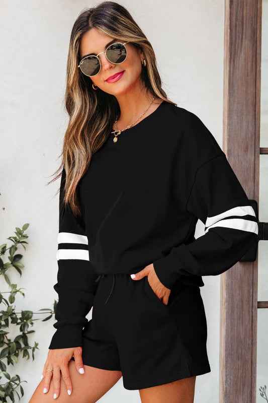 Varsity Stripe Sweatshirt and Short Set