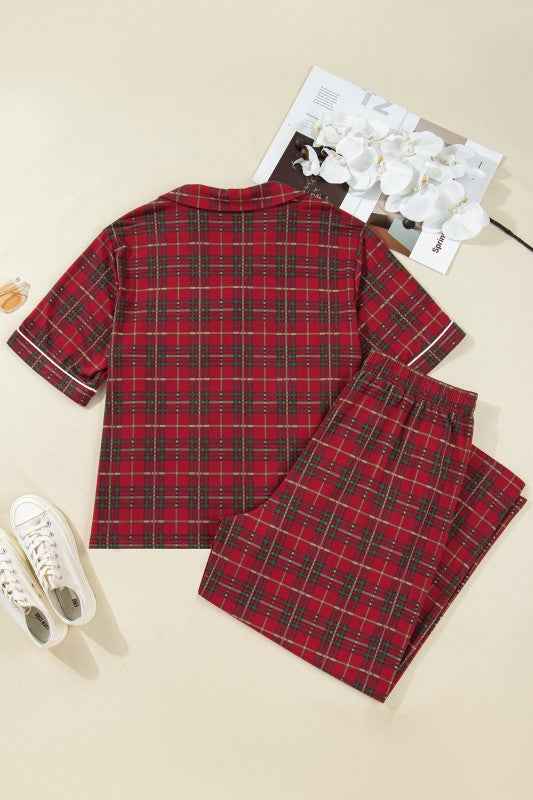 Plus Size Christmas Plaid Shirt and Pants Pajama S