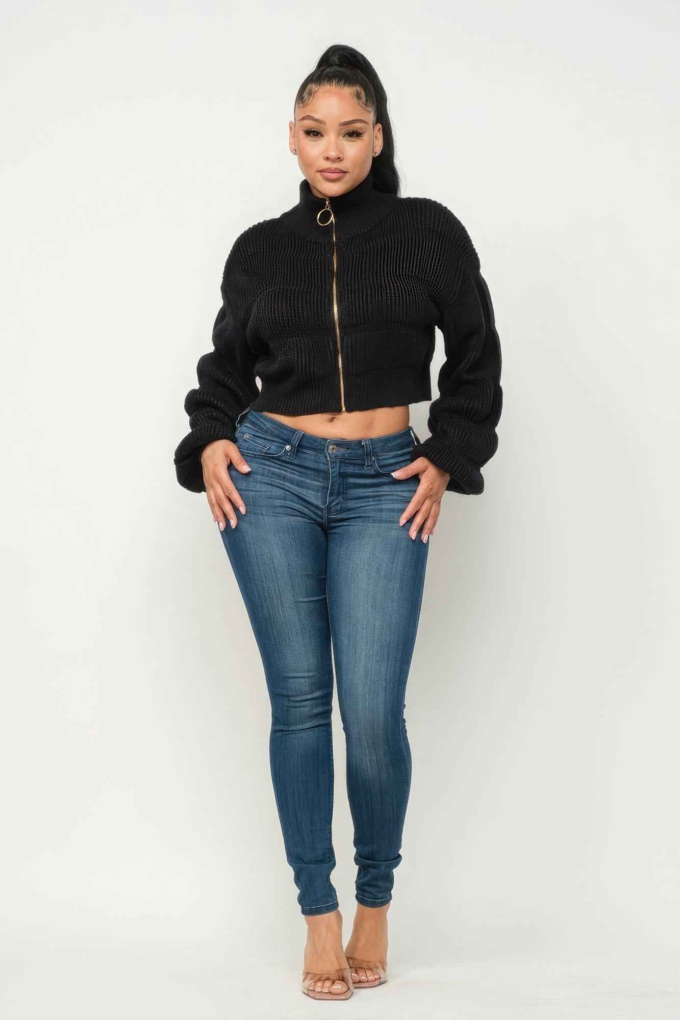 Michelin Sweater Top W/ Front Zipper