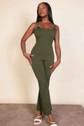 Ribbed sleeveless wide leg jumpsuit