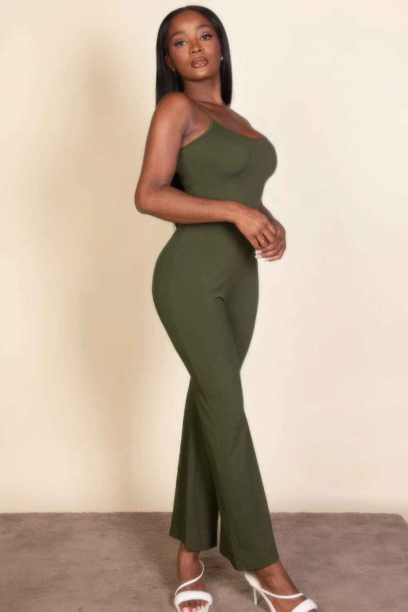 Ribbed sleeveless wide leg jumpsuit