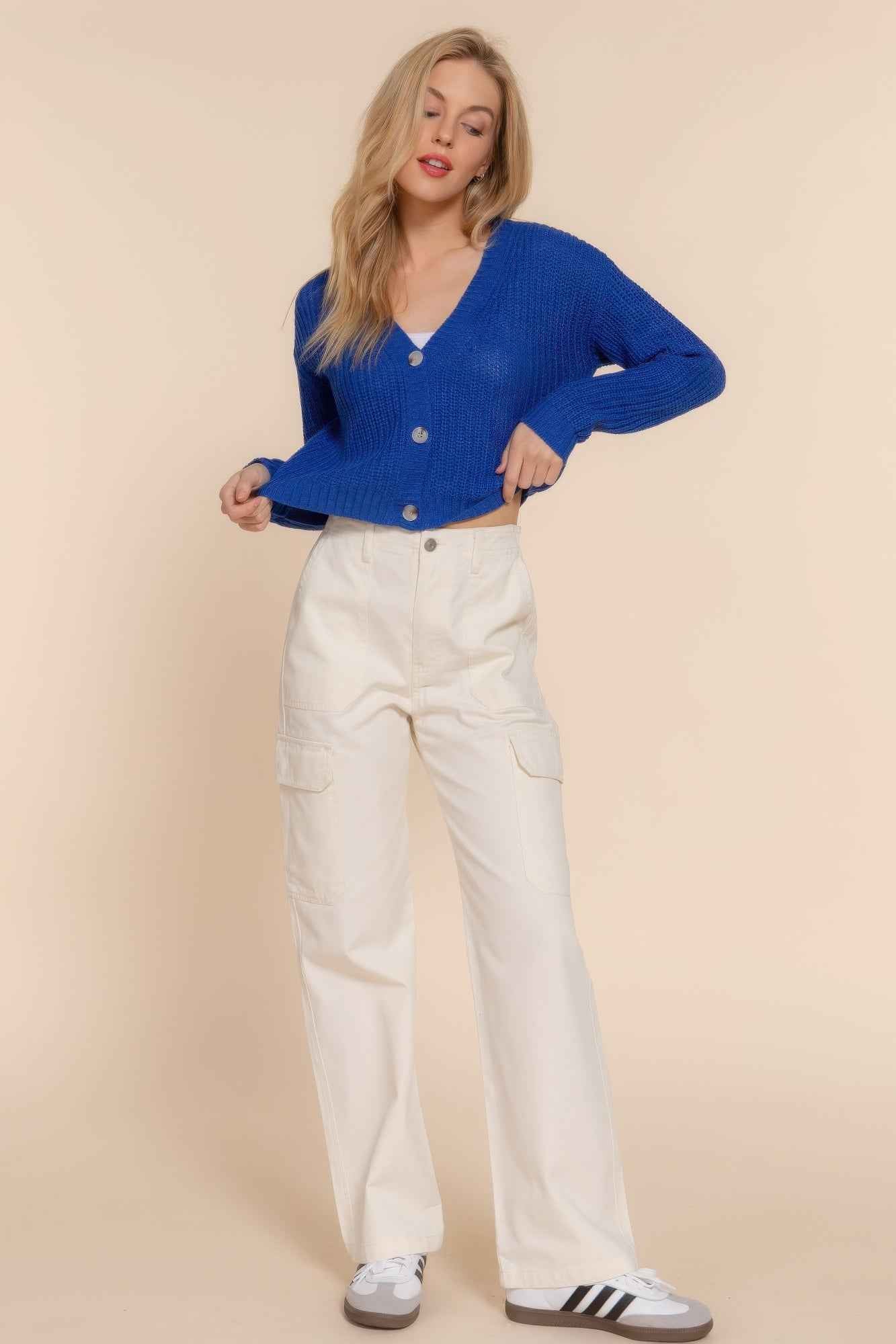 Long slv v-neck sweater cardigan
