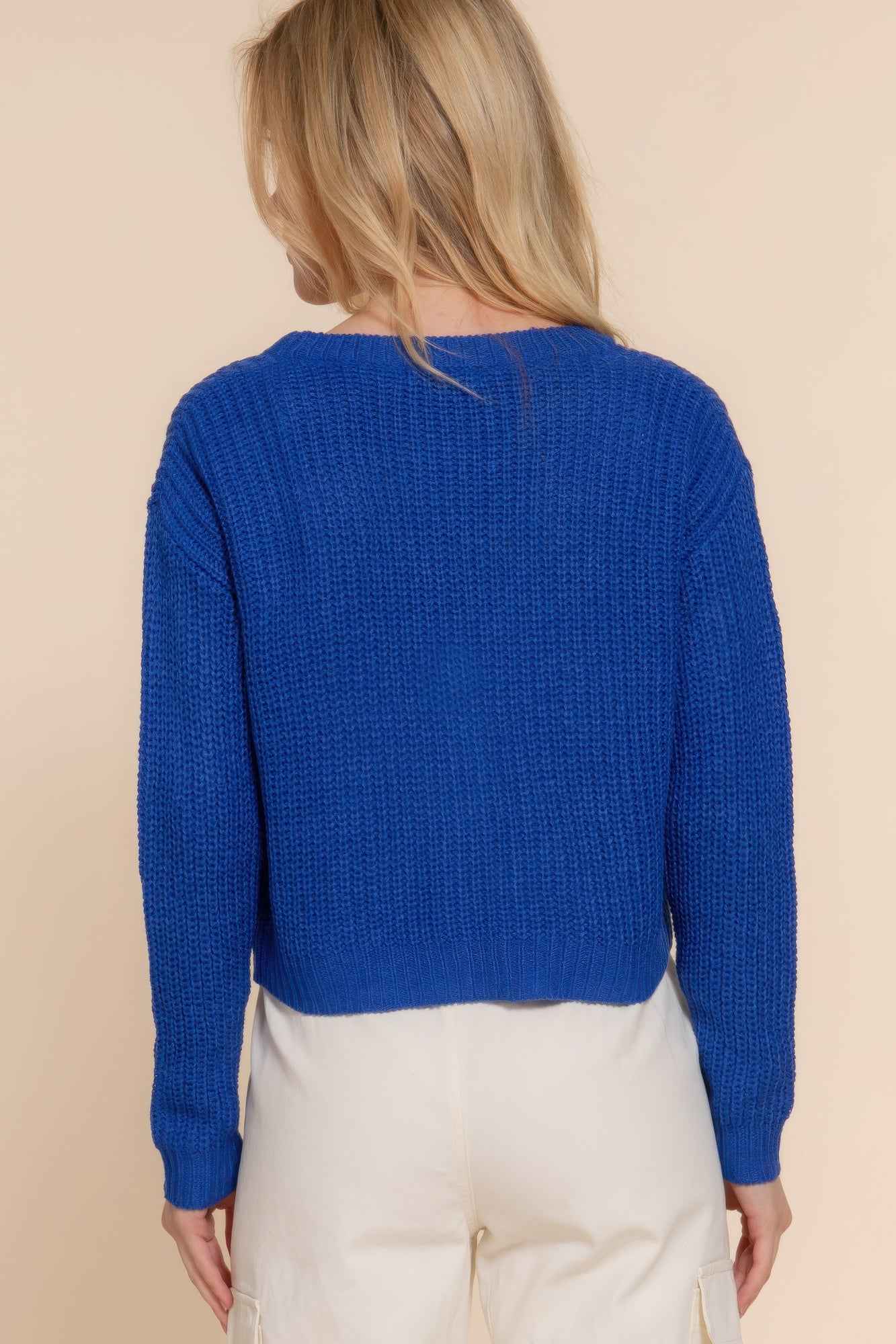 Long slv v-neck sweater cardigan