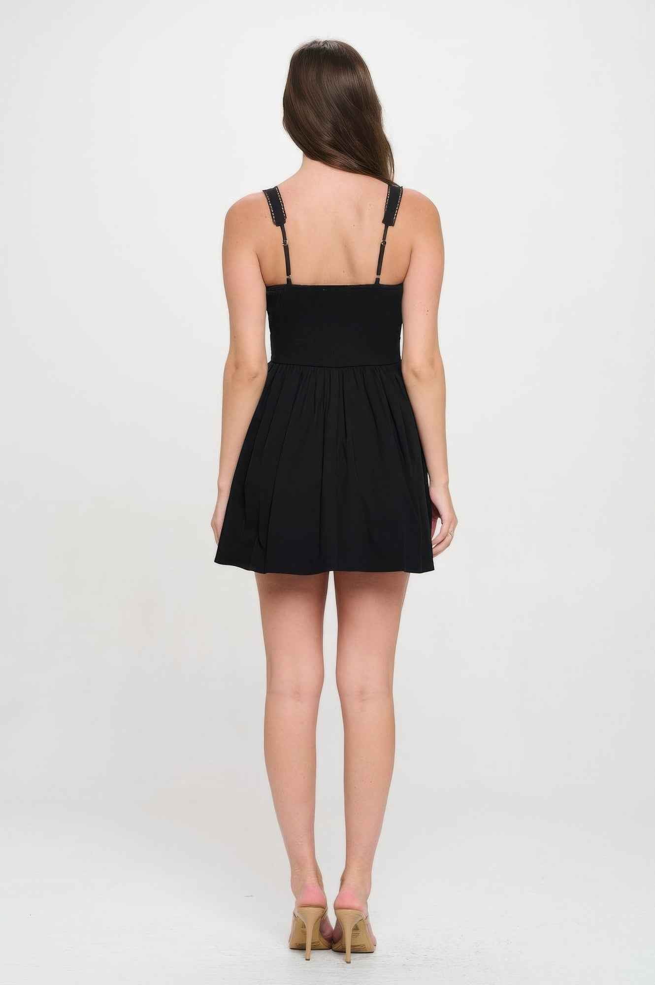 Front Ribbon Tie Bustier Dress
