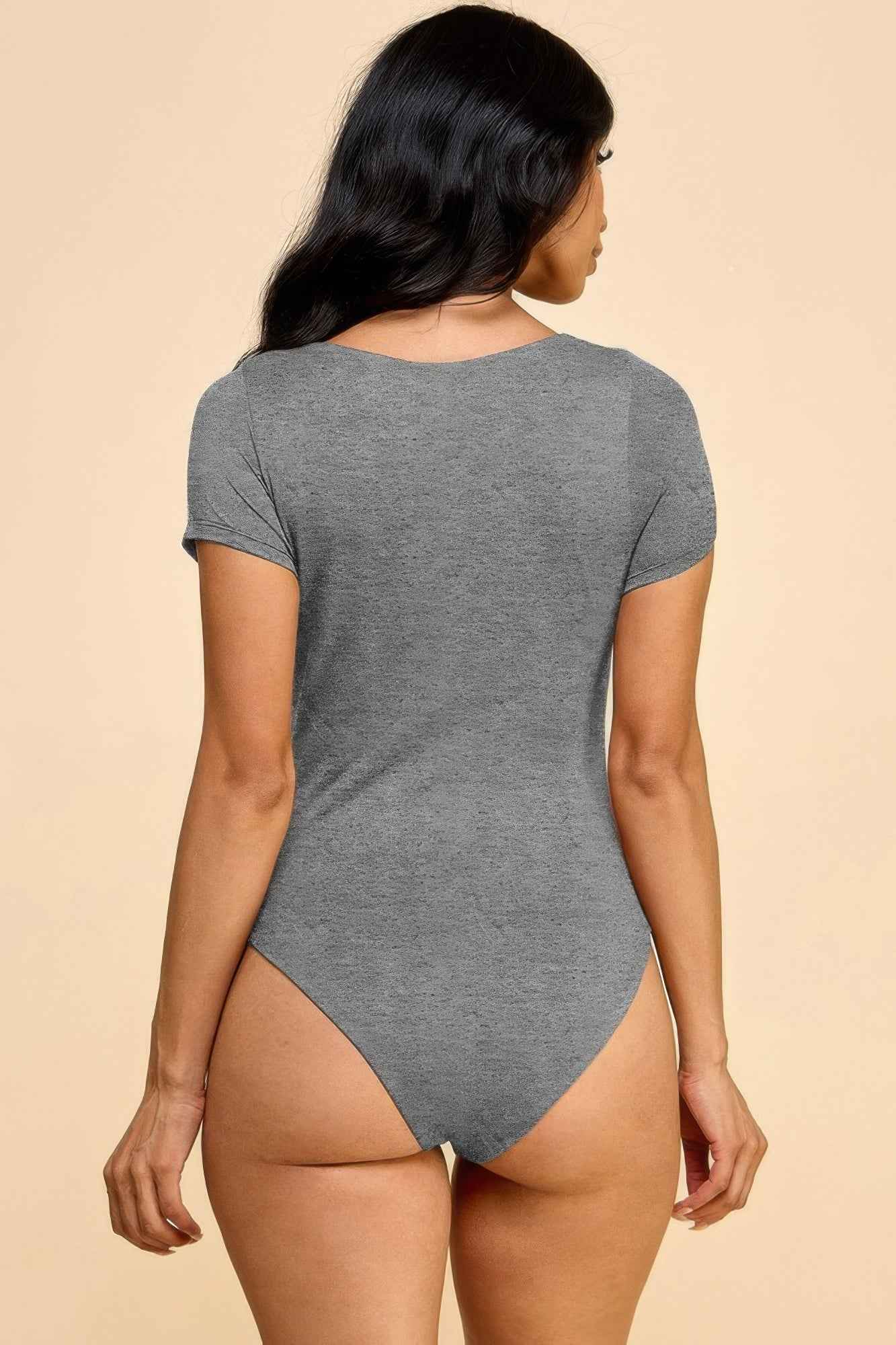 Short Sleeve Scoop Neck Double Layered Bodysuit