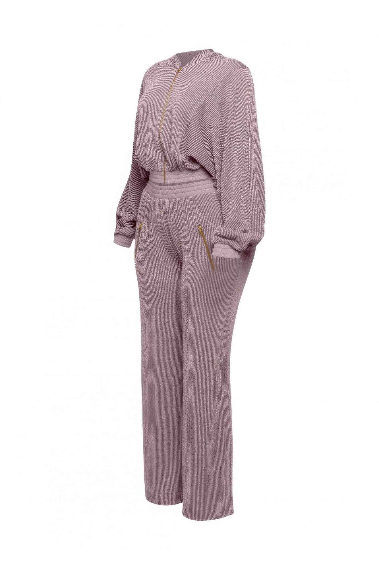 Zipper Closure Hoodie Jacket & Pants Set