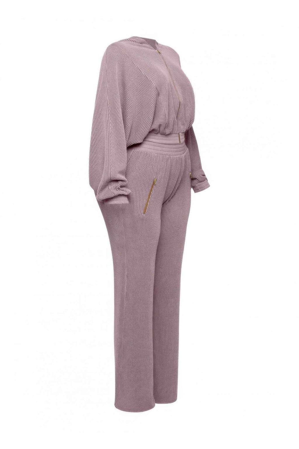 Zipper Closure Hoodie Jacket & Pants Set