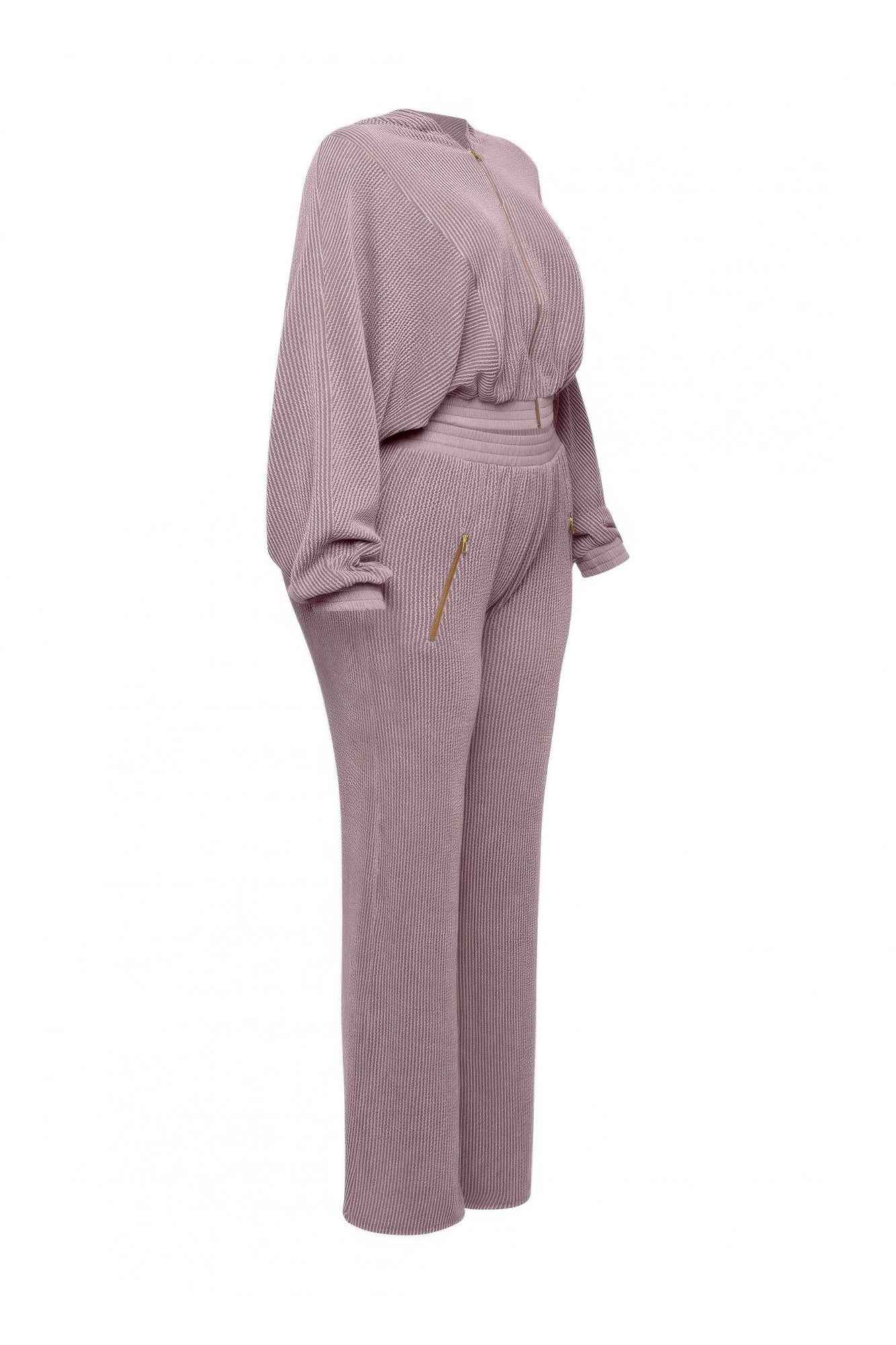 Zipper Closure Hoodie Jacket & Pants Set