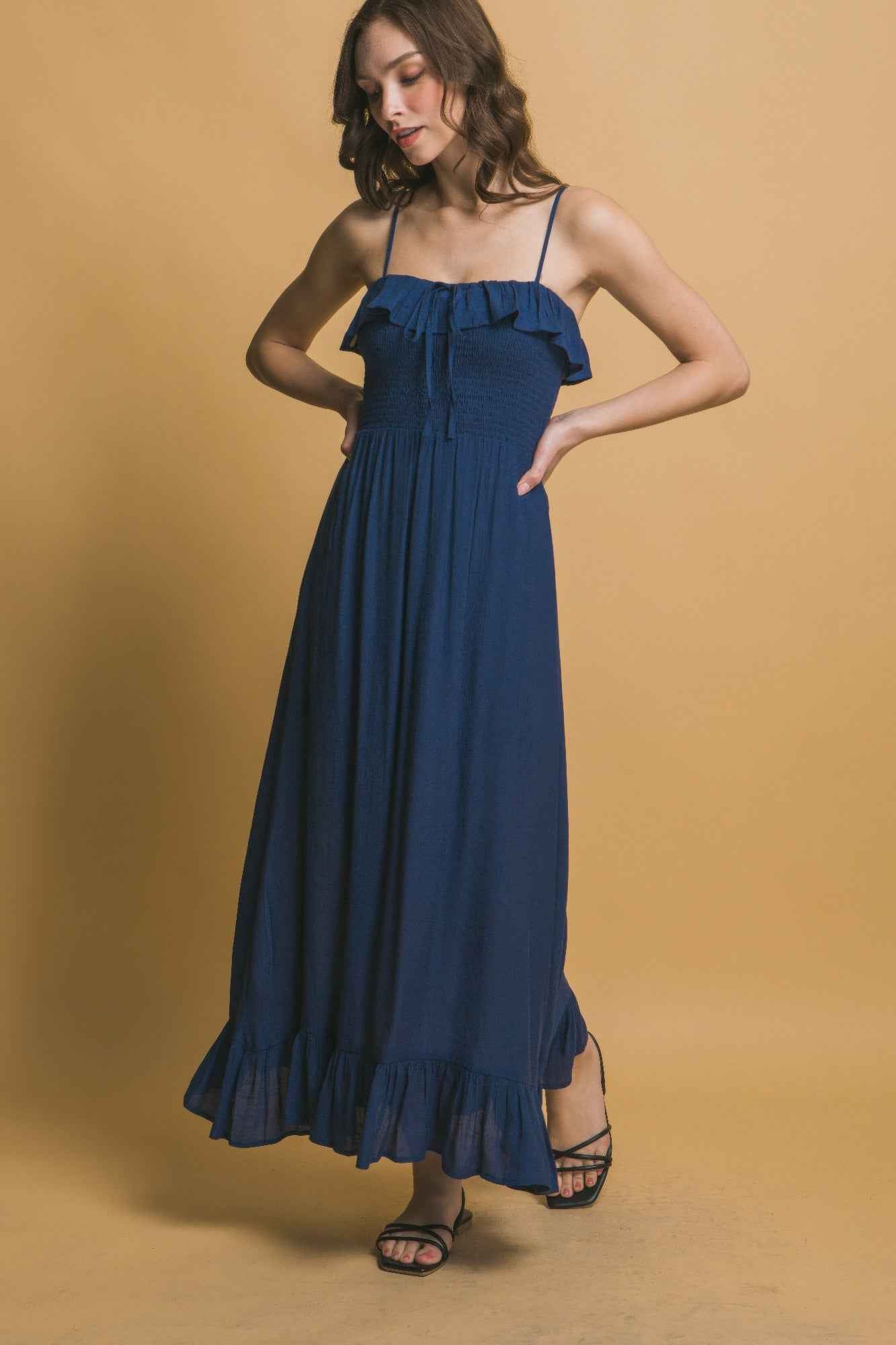 Smocked Ruffle Maxi Dress
