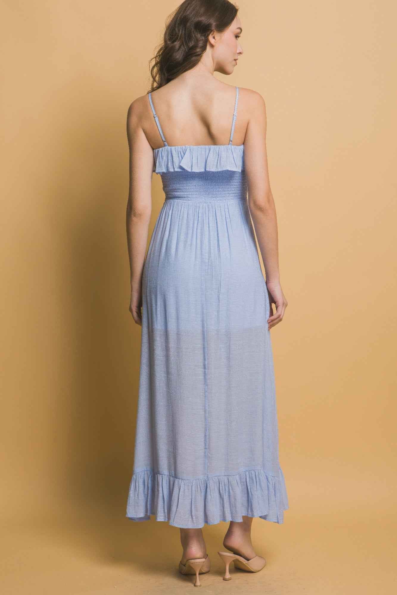 Smocked Ruffle Maxi Dress