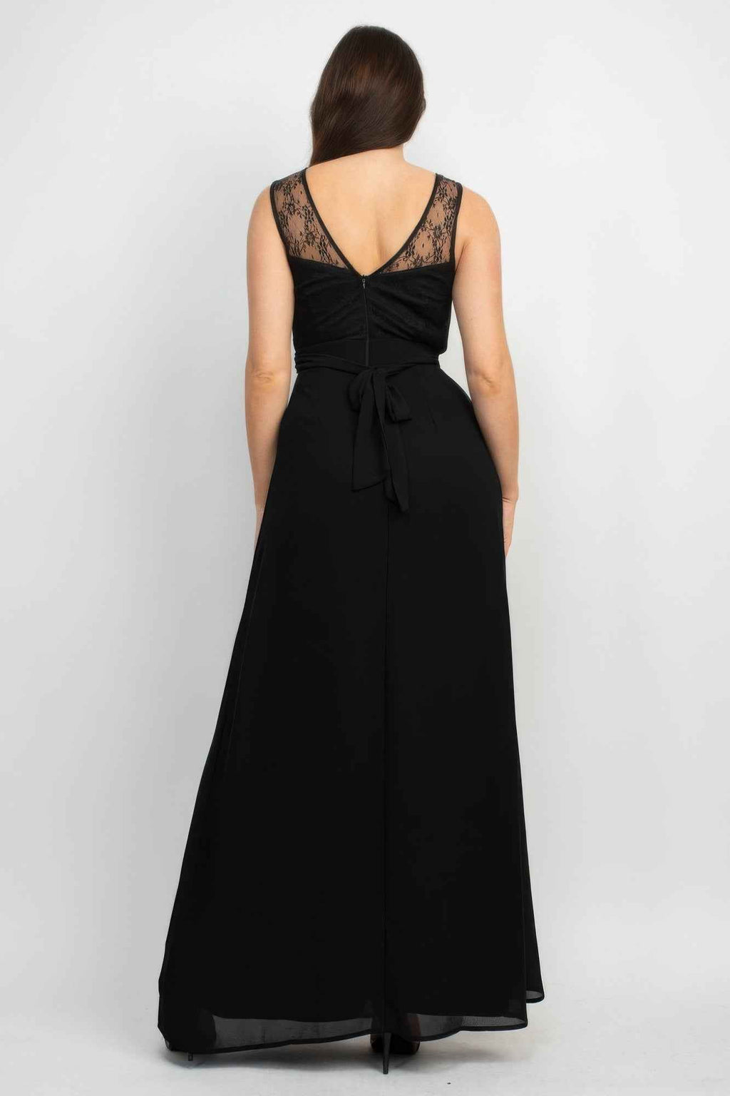 Jewel Waist-tie Lace Maxi Dress