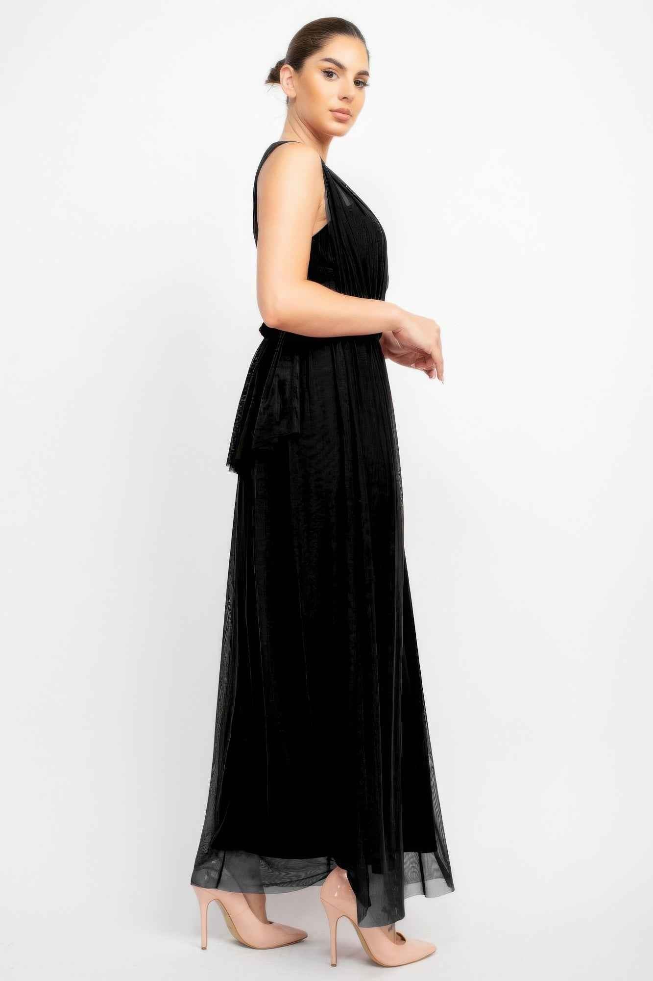 A-line Mesh Convertible Maxi Dress