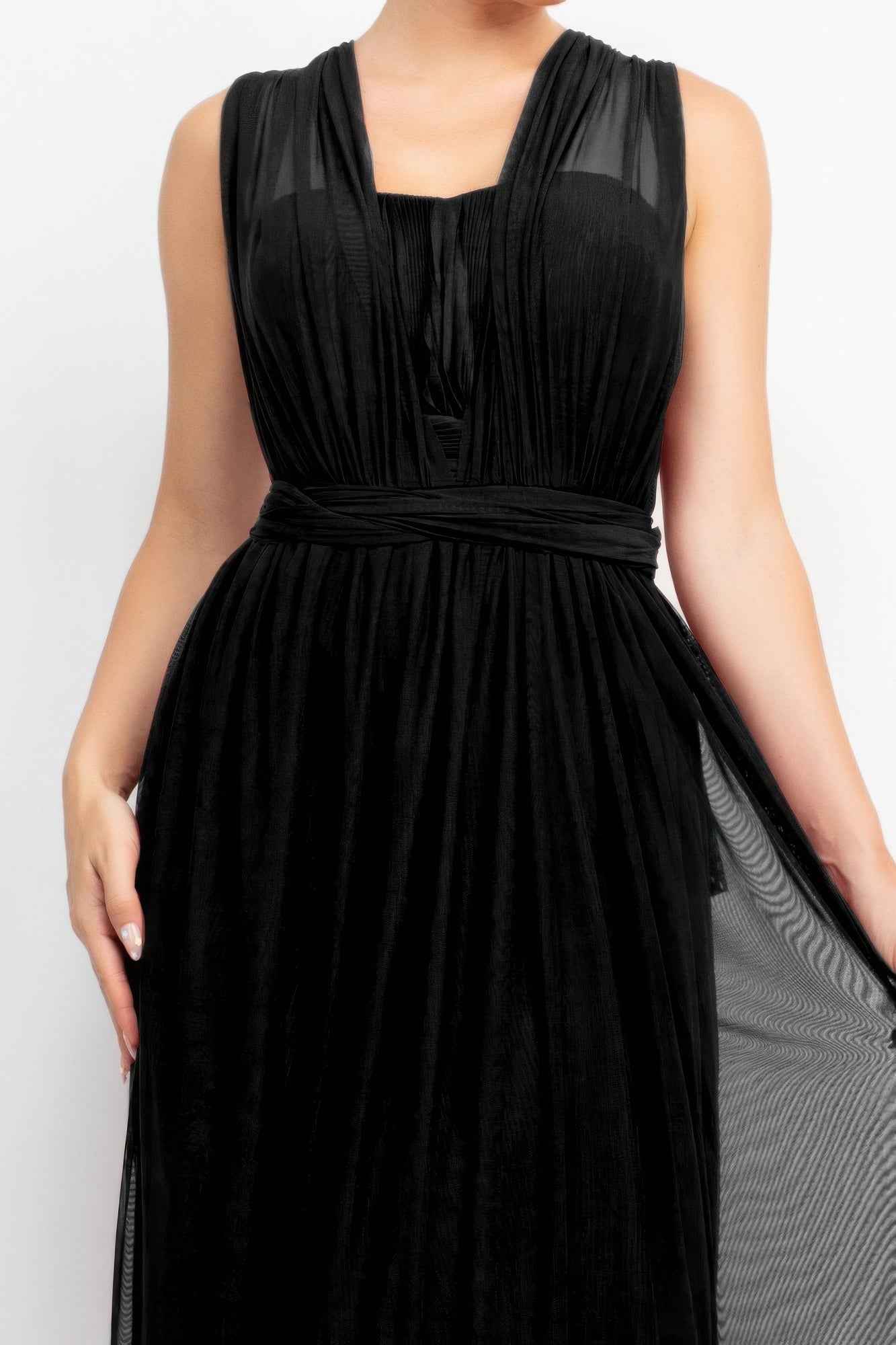 A-line Mesh Convertible Maxi Dress